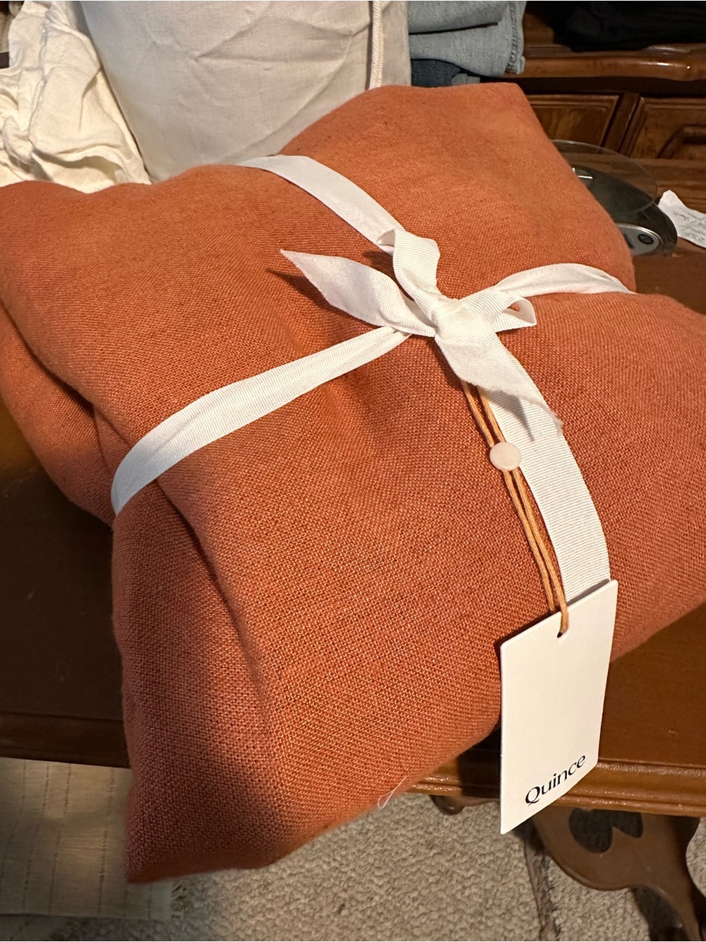 Quince “vintage wash” European Linen bed cover - terracotta king/cal king